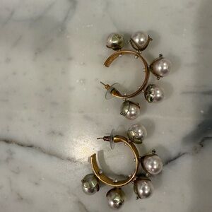 Mignonne Gavigan Gold and Pearl Hoop Earrings